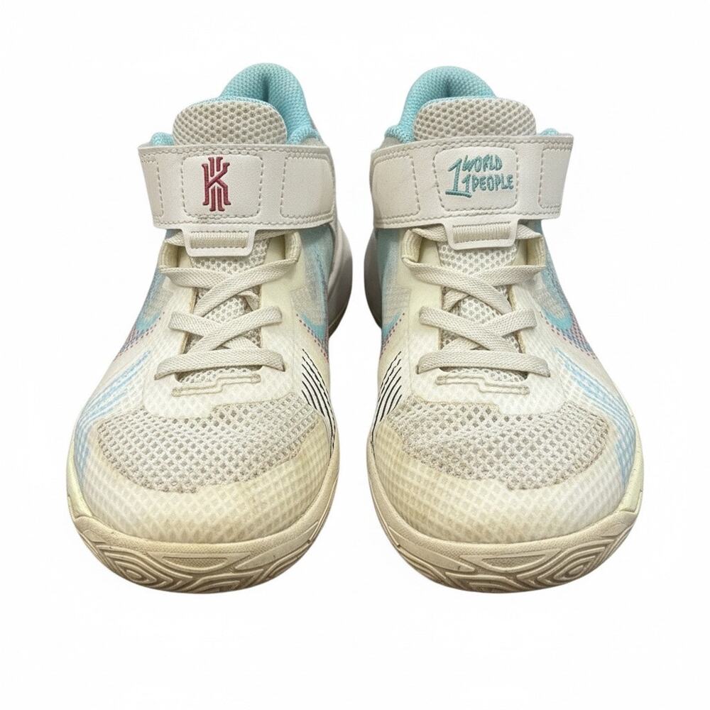 Nike Kyrie Kids Size 1.5Y Basketball Shoes White Teal Pink Strap Sneakers